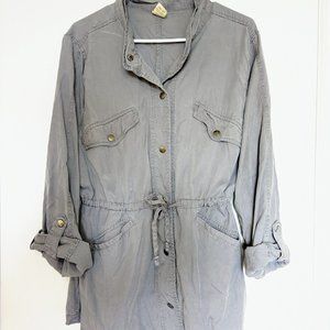 Faded Glory Grey Utility Blouse with Tie Waist, size 2X